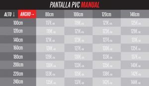 precios de pantallas PVC anticontagio manual